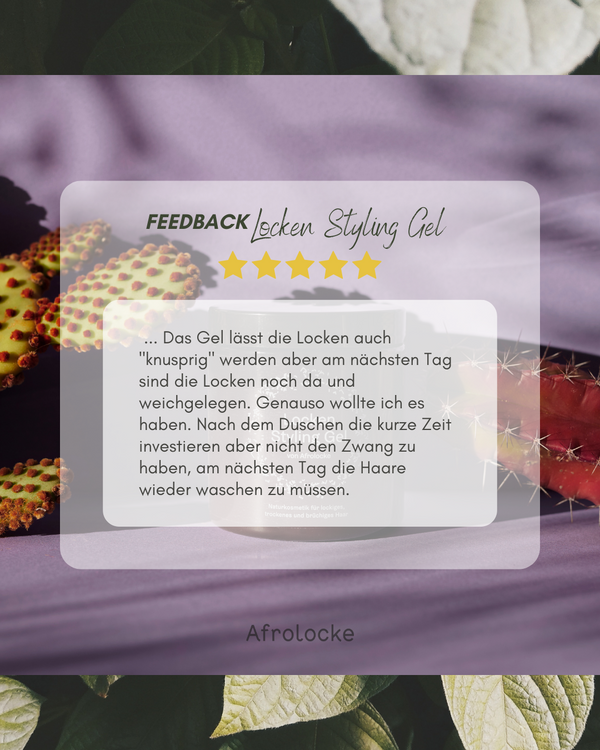 Kundenbewertung mit fünf Sternen für das Afrolocke Locken Styling Gel
